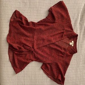 Short sleeve wrap-style blouse